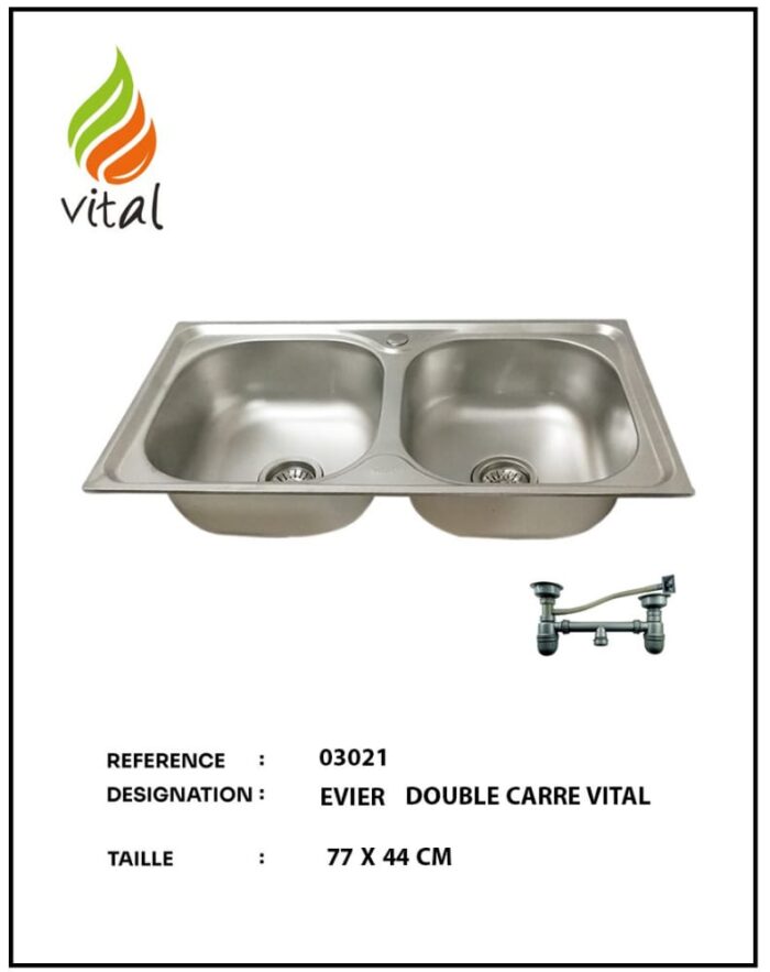 Evier double carre vital